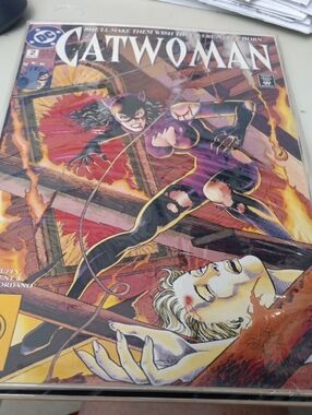 DC Catwoman Comic Cover — Purple, Black & Orange In A Sleeve